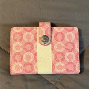 Coach Pink and White Signature Wallet